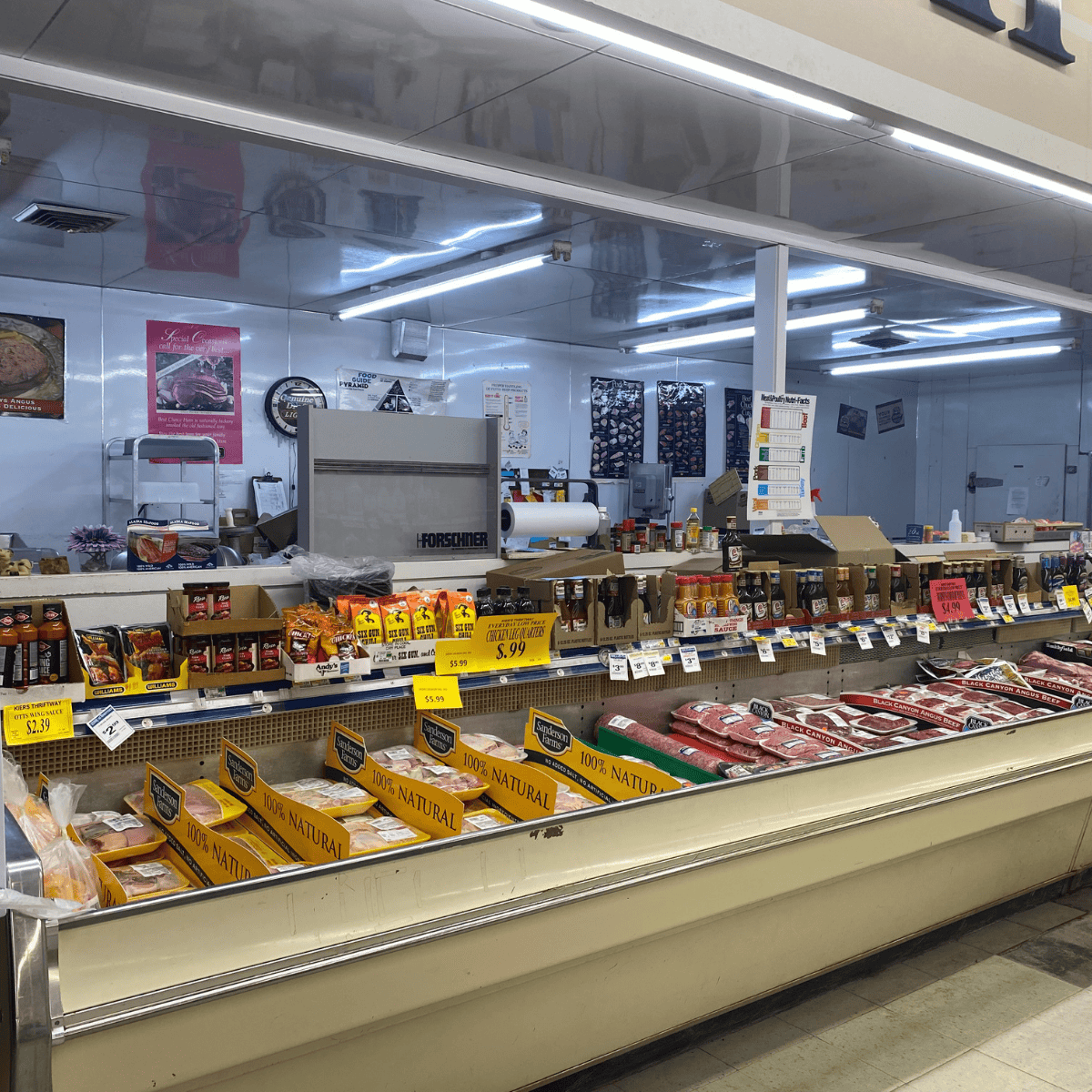The meat case at Kier's Thriftway in Mankato